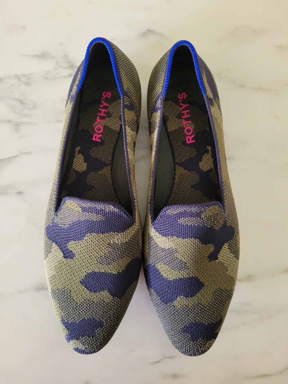 Rothy's The Loafer Olive Camo Knit Flats Shoes Women's Size 8 Comfort Insoles
